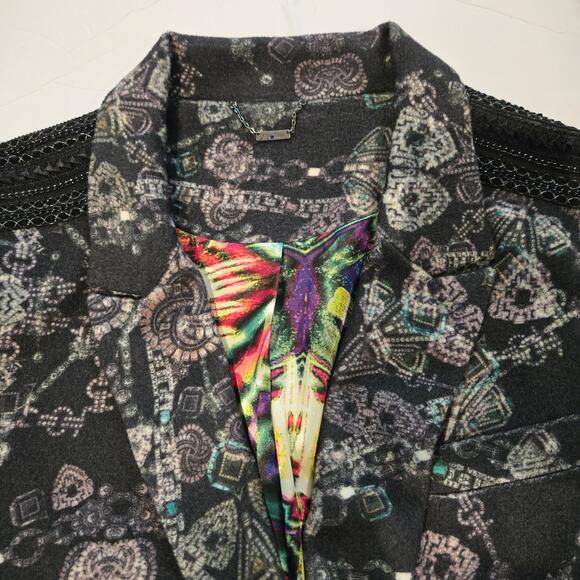Custo Barcelona Long Statement Art-to-Wear Printed Embellished Overcoat, Size M - Picture 8 of 12